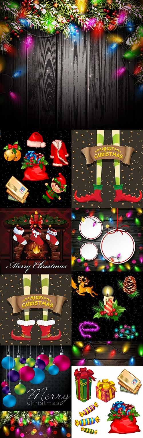 Christmas holiday collection background and elements 2