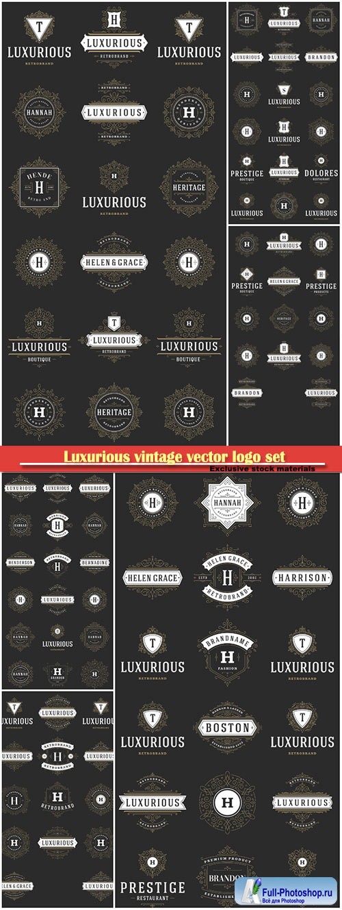 Luxurious vintage vector logo set