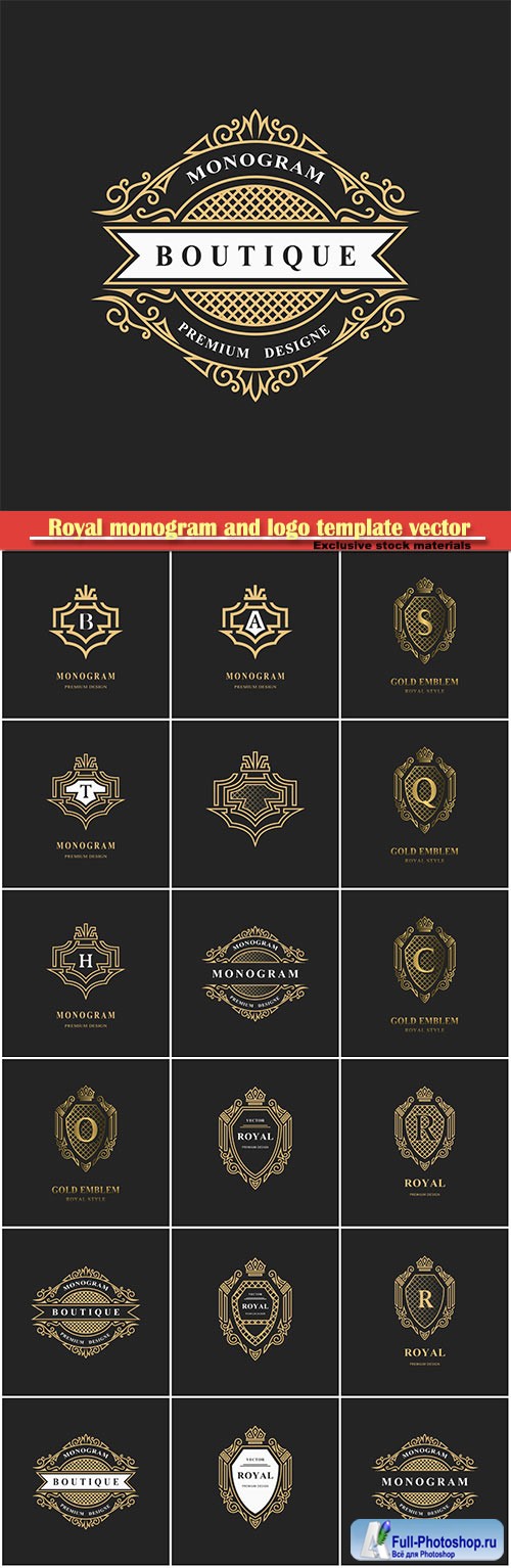 Royal monogram and logo template vector design