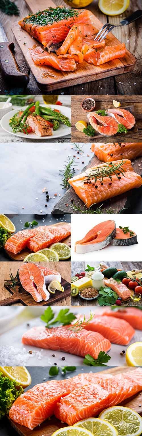 Salmon with spices and a lemon healthy food