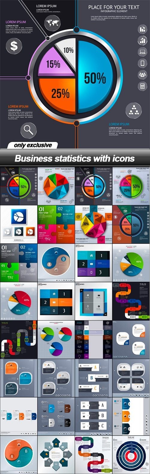 Business statistics with icons - 35 EPS