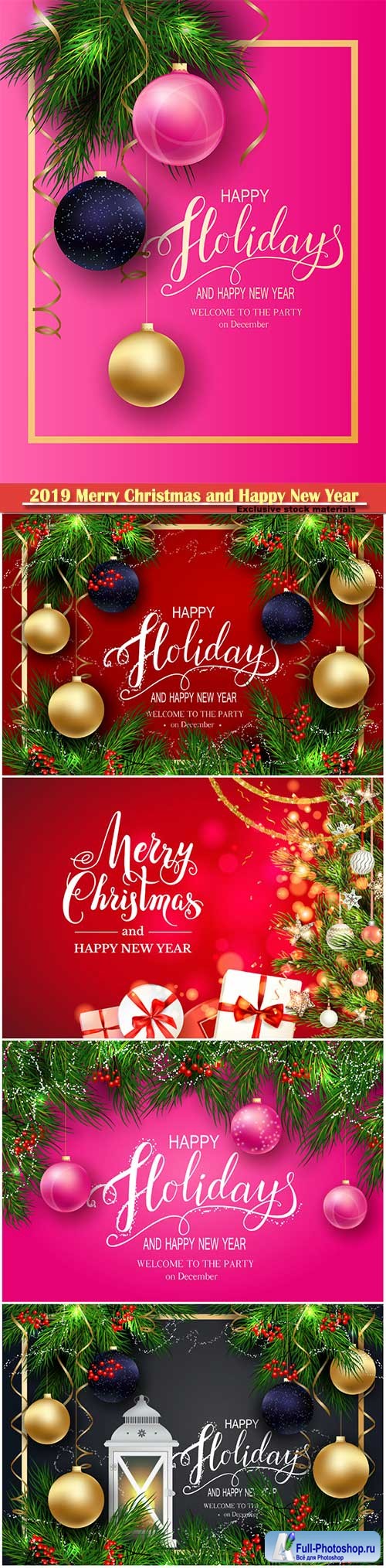 2019 Merry Christmas and Happy New Year vector design # 11