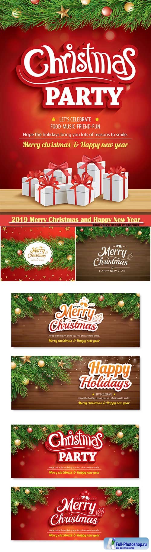 2019 Merry Christmas and Happy New Year vector design # 13