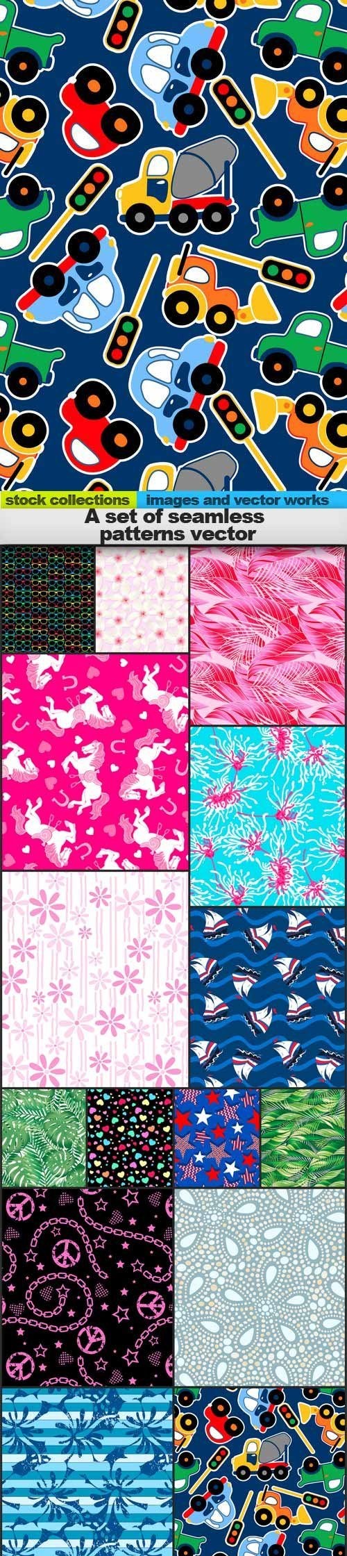 A set of seamless patterns vector, 15 x EPS