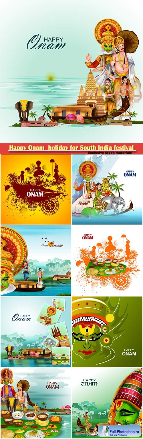 Happy Onam  holiday for South India festival vector background