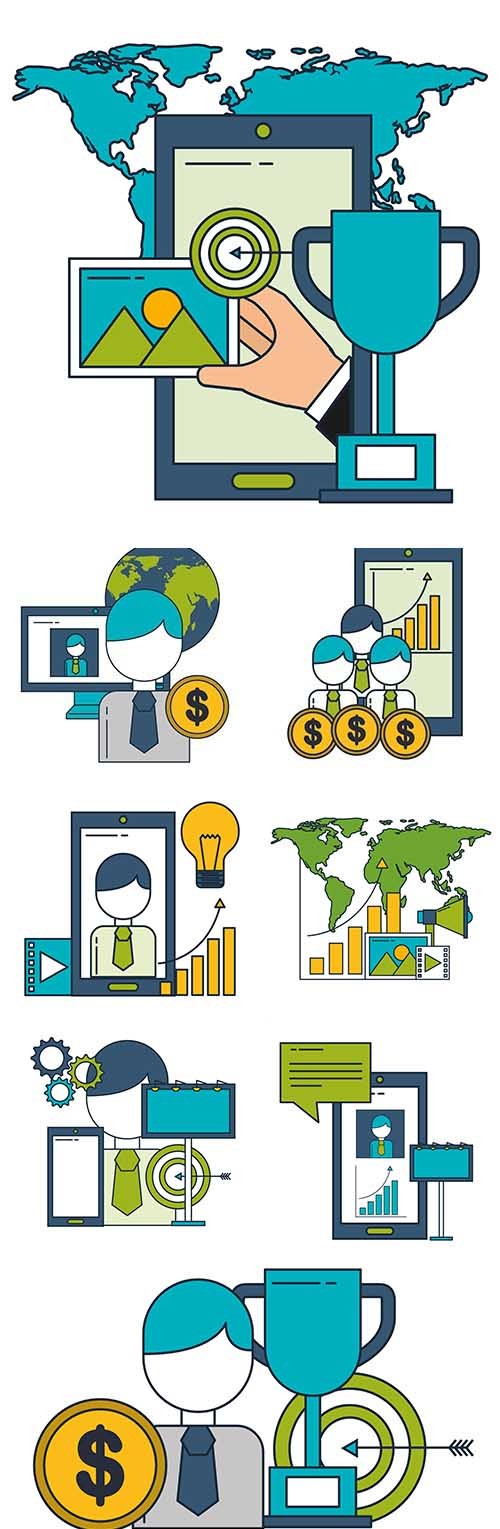 Business money world finance success calculator illustration