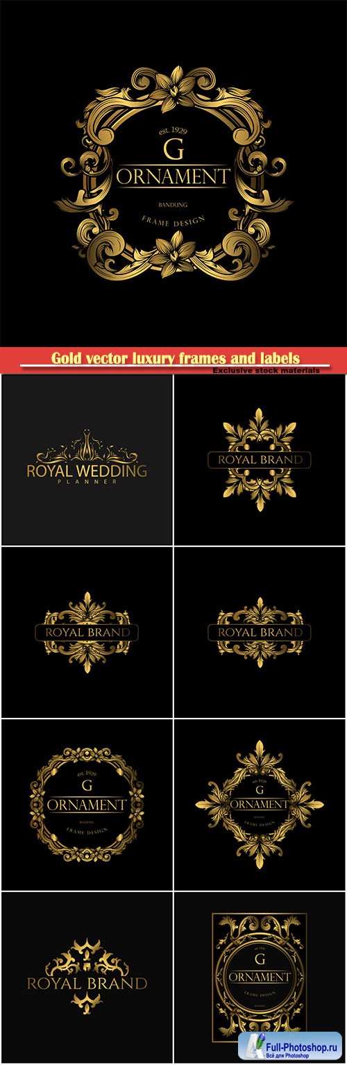Gold vector luxury frames and labels