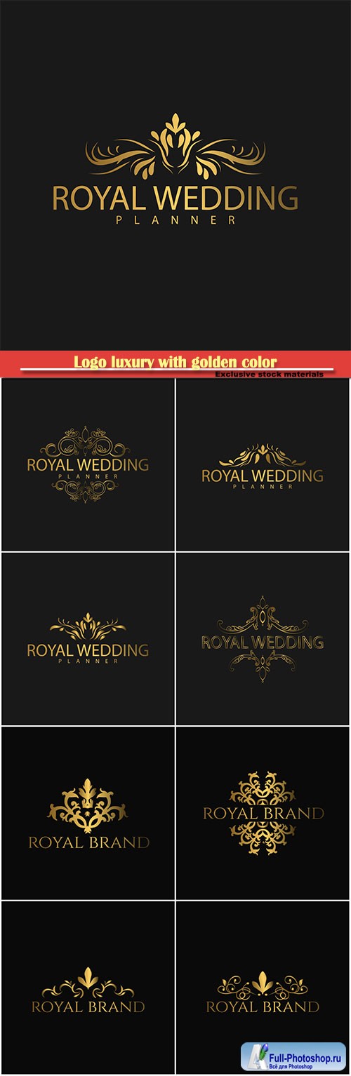 Logo luxury with golden color, royal brand for luxurious corporate