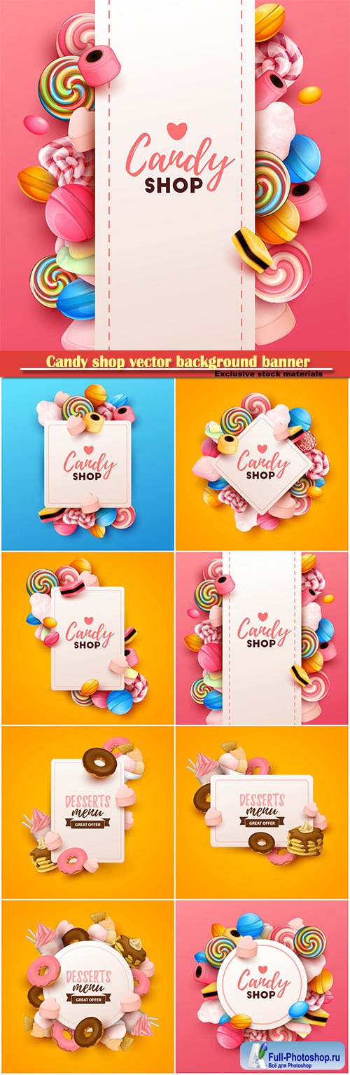 Candy shop vector background banner