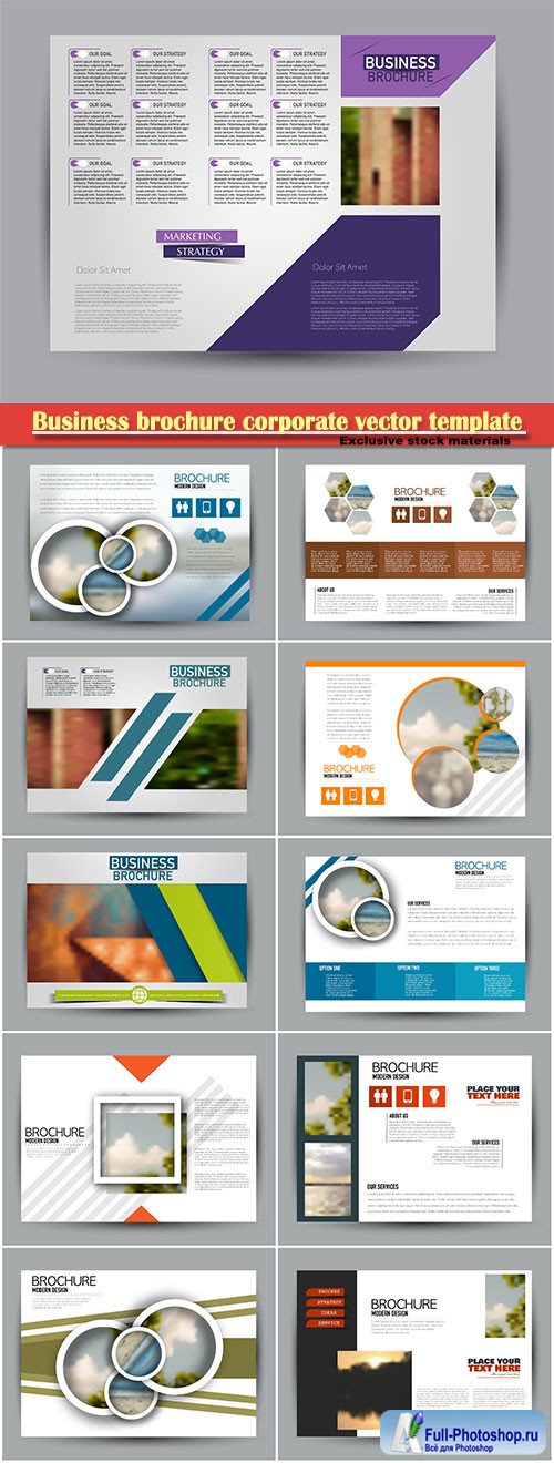 Business brochure corporate vector template, magazine flyer mockup # 8