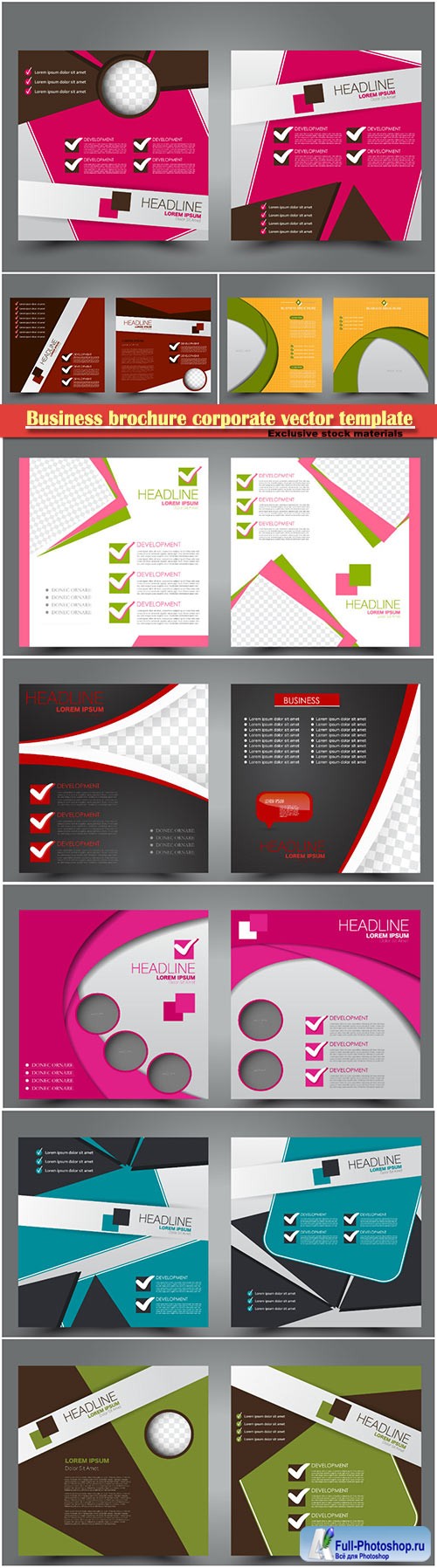 Business brochure corporate vector template, magazine flyer mockup # 14