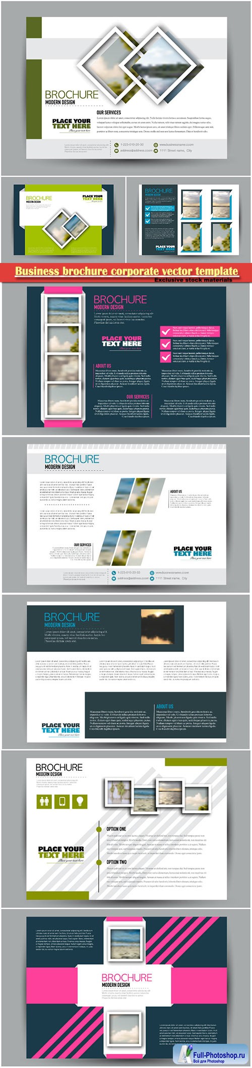 Business brochure corporate vector template, magazine flyer mockup # 15