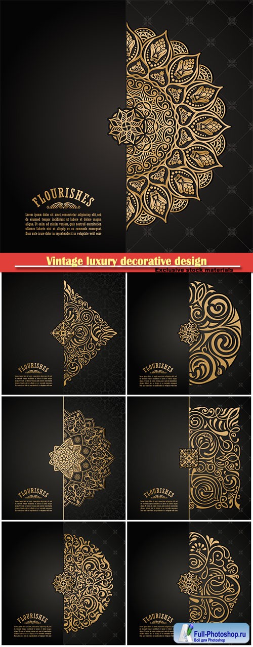 Vintage luxury decorative design of golden mandala