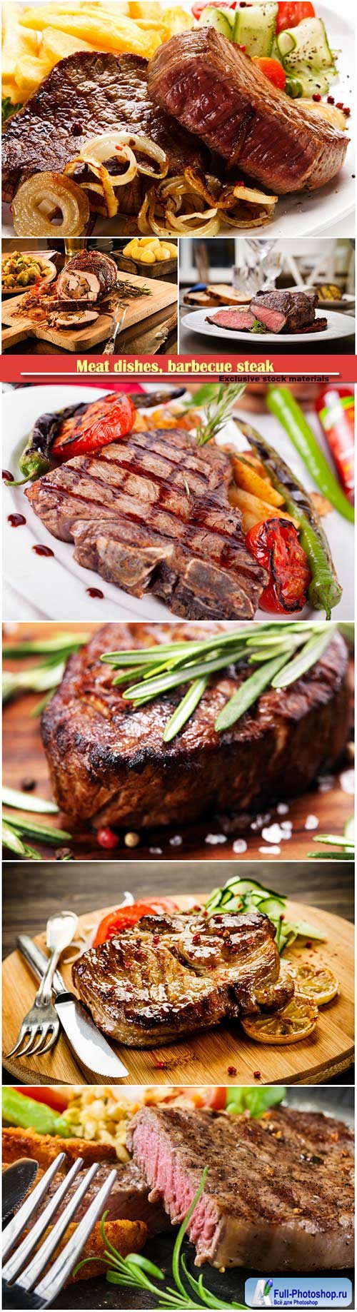 Meat dishes, barbecue steak