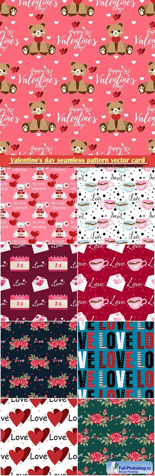 Valentine's day seamless pattern vector card