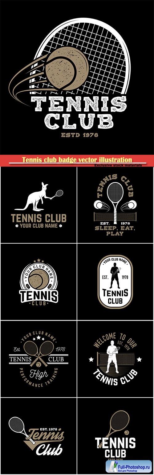 Tennis club badge vector illustration