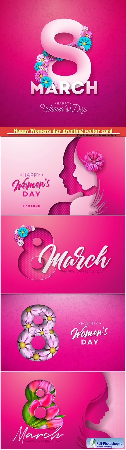 Happy Womens day floral greeting vector card design # 2