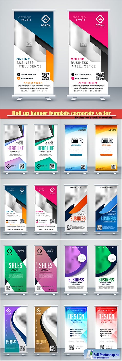 Roll up banner template corporate vector design