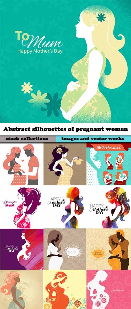 Abstract silhouettes of pregnant women 25xEPS