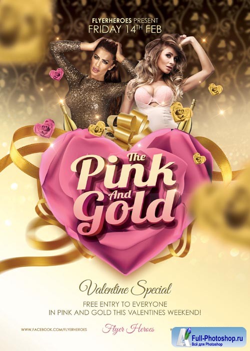 Pink and Gold psd flyer template