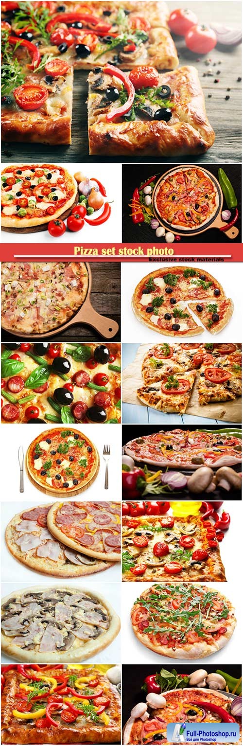 Pizza set stock photo