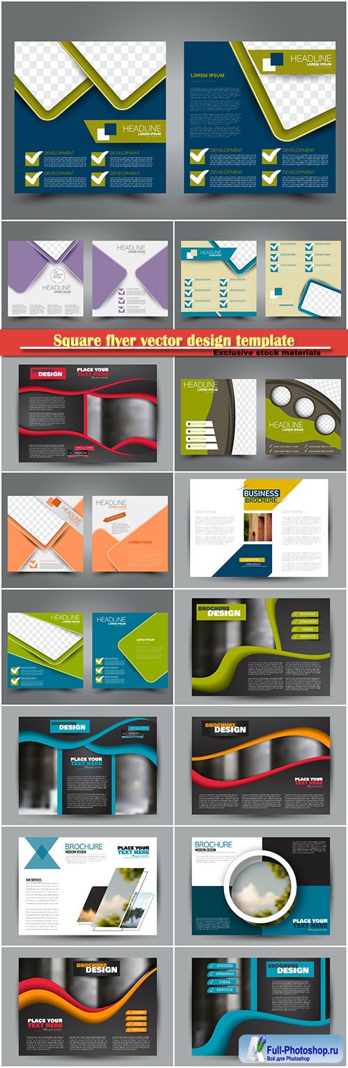 Square flyer vector design template, cover for brochure