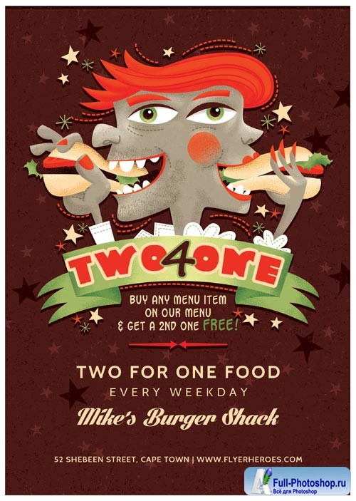 Two for One psd flyer template