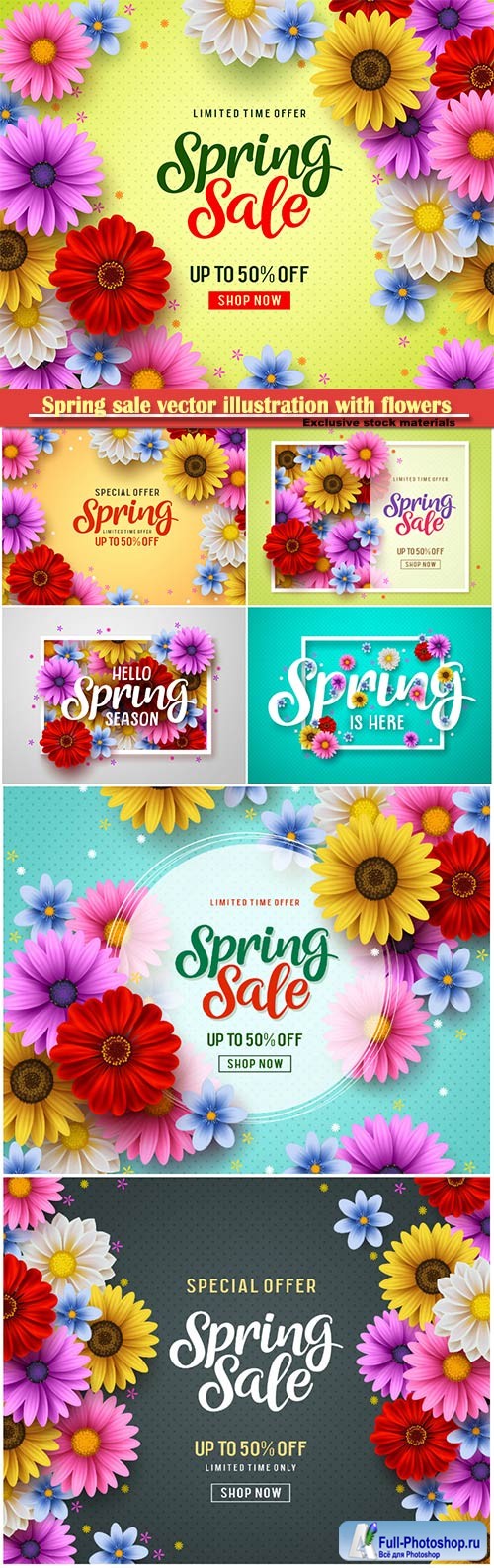 Spring sale vector illustration with flowers
