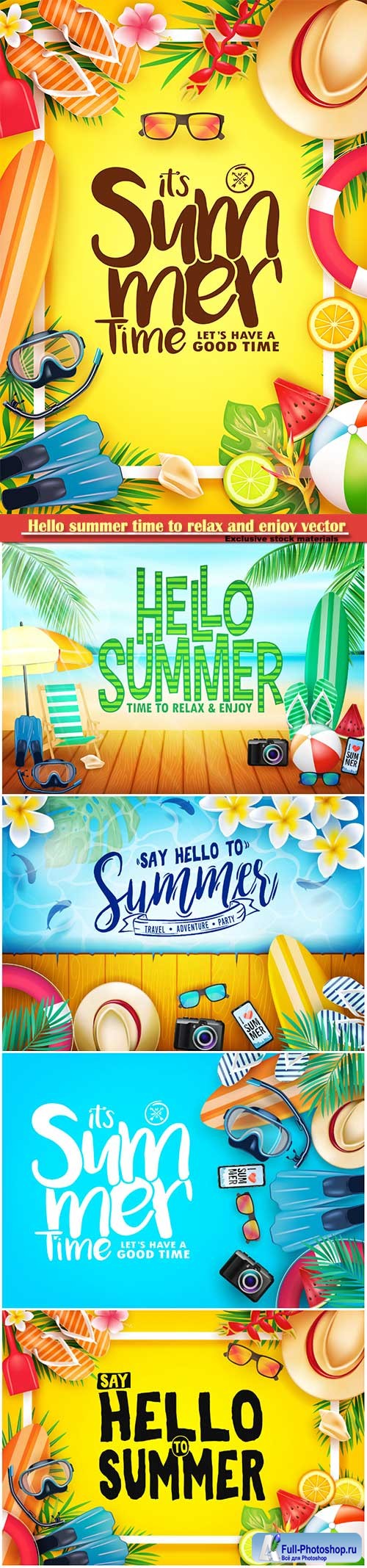 Hello summer time to relax and enjoy vector illustration