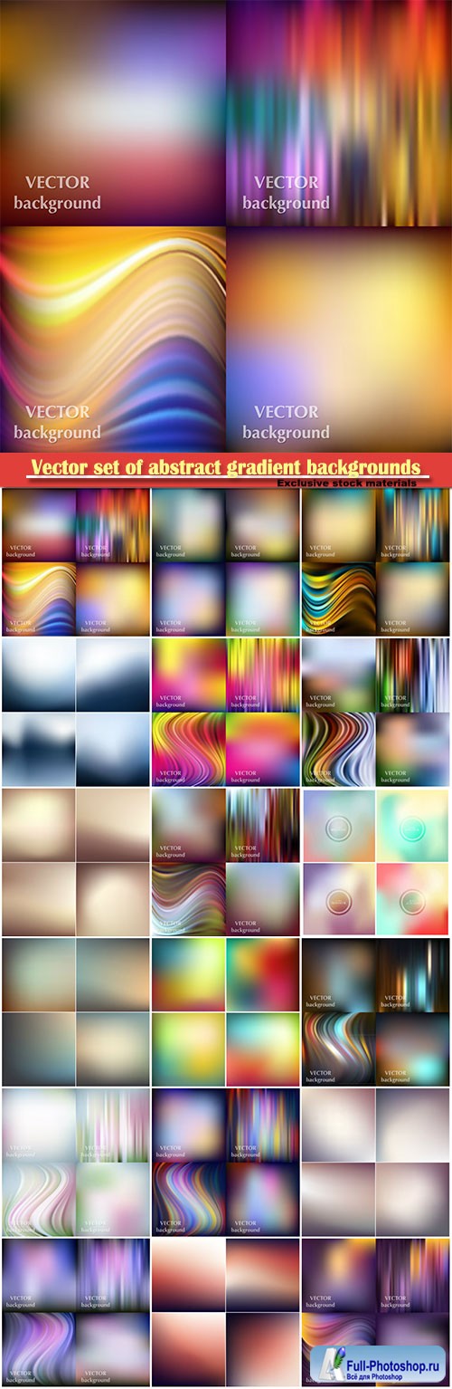Vector set of abstract gradient backgrounds