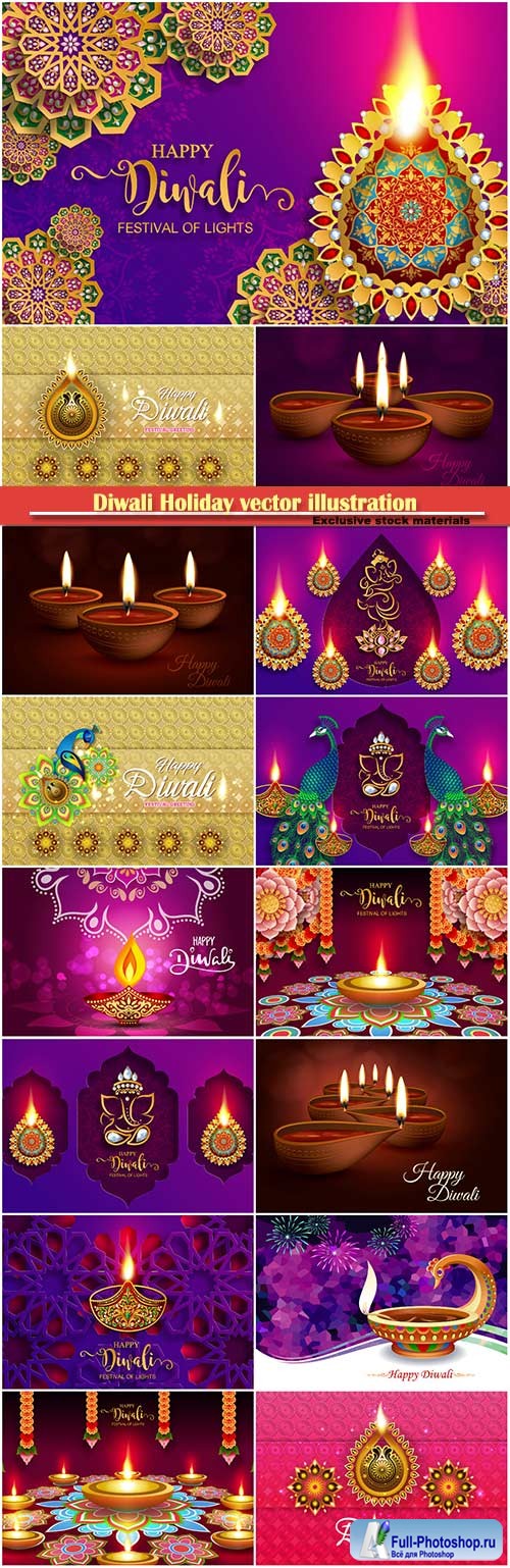 Diwali Holiday vector illustration with burning diya # 2