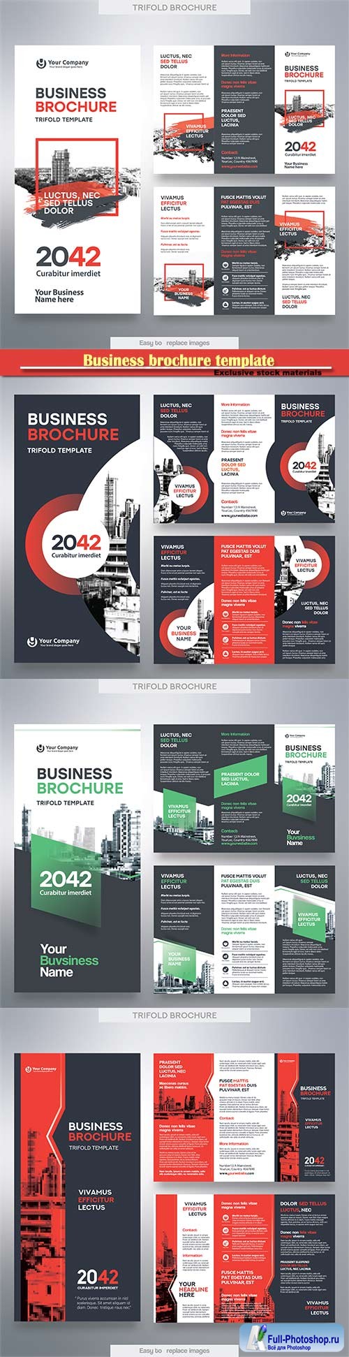 Business brochure template in tri fold layout vector design 