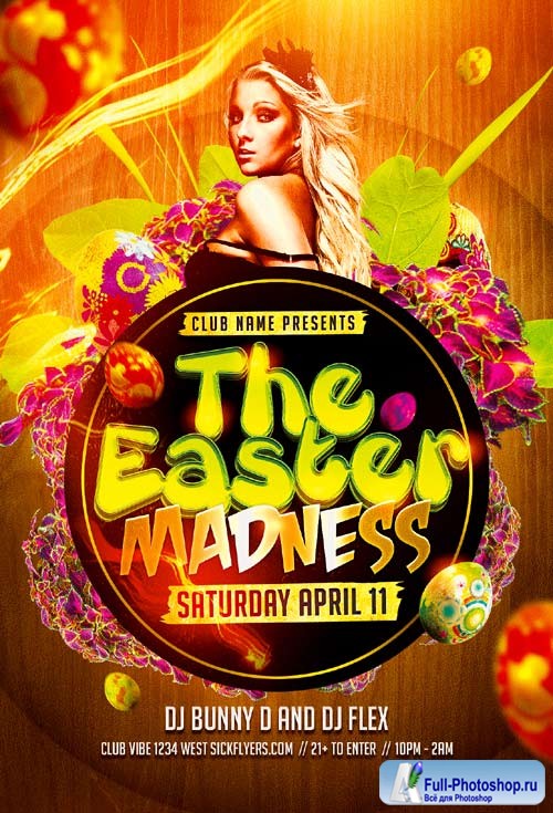 Easter Madness Party psd flyer template