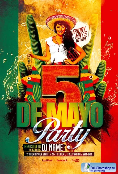 Mexican Party psd flyer template