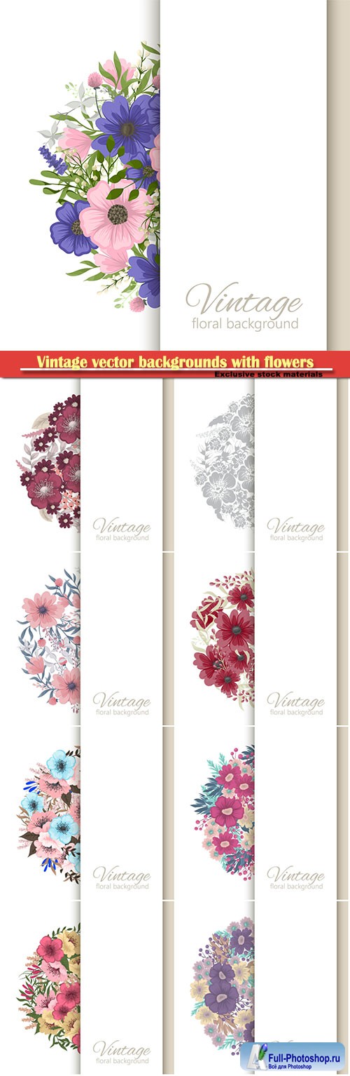 Vintage vector backgrounds with beautiful flowers