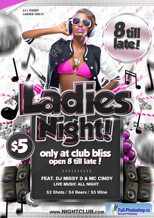 Ladies Night Club psd flyer template