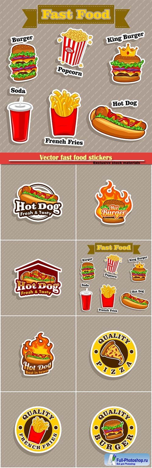 Vector fast food stickers