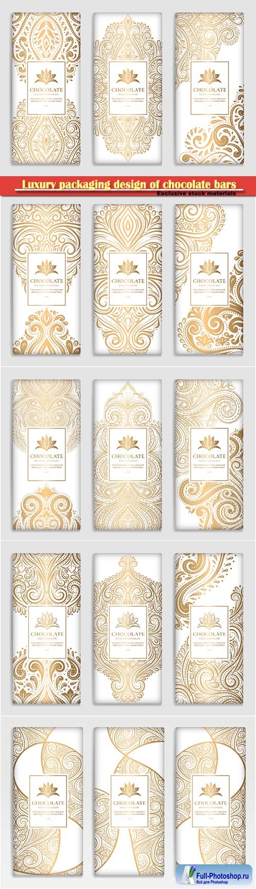 Luxury golden packaging design of chocolate bars