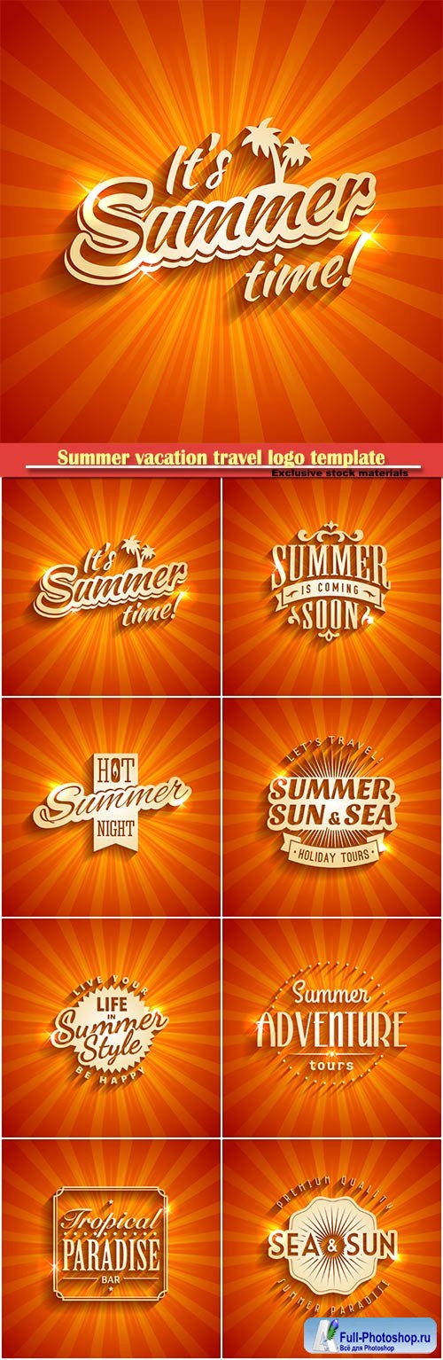 Summer vacation travel colorful logo template