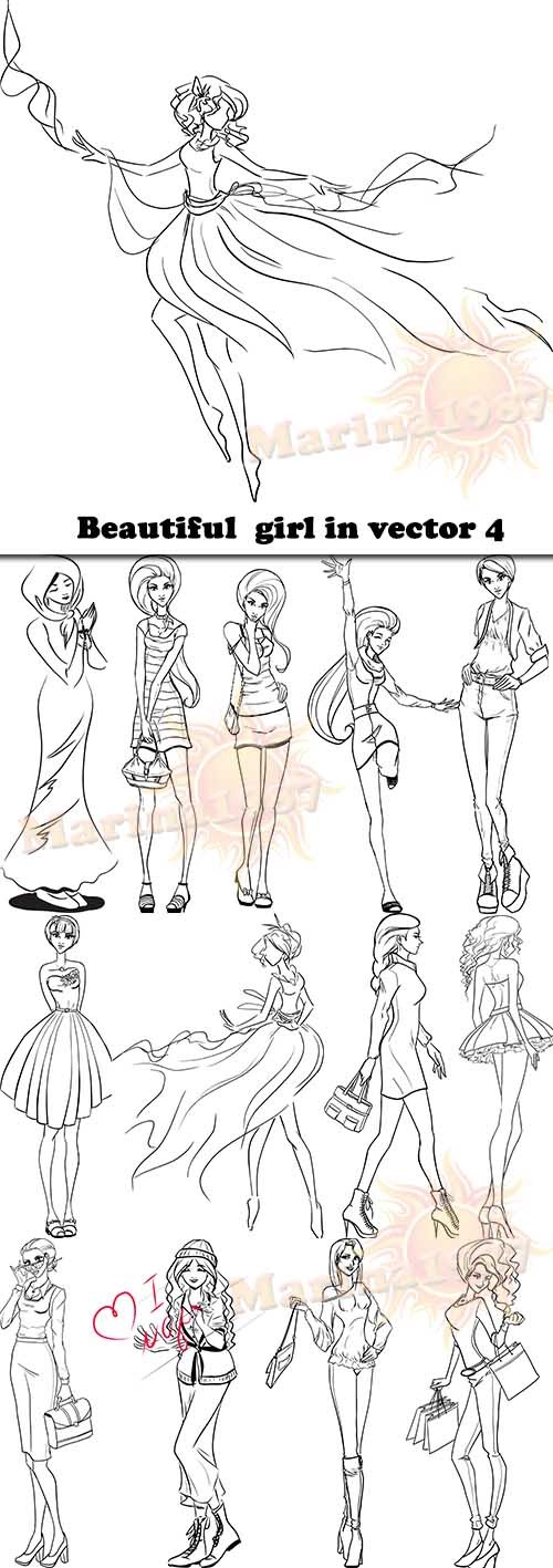 Beautiful  girl in vector from stock set # 4
