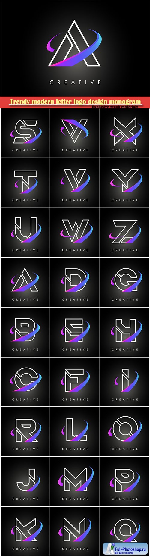 Trendy modern letter logo design monogram and creative swoosh