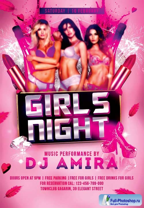 Girls Night psd flyer template
