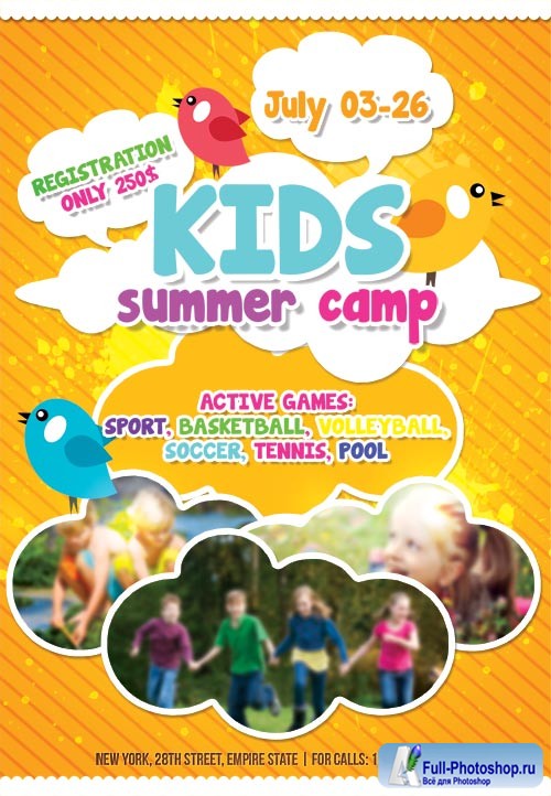 Kids Summer Camp psd flyer template