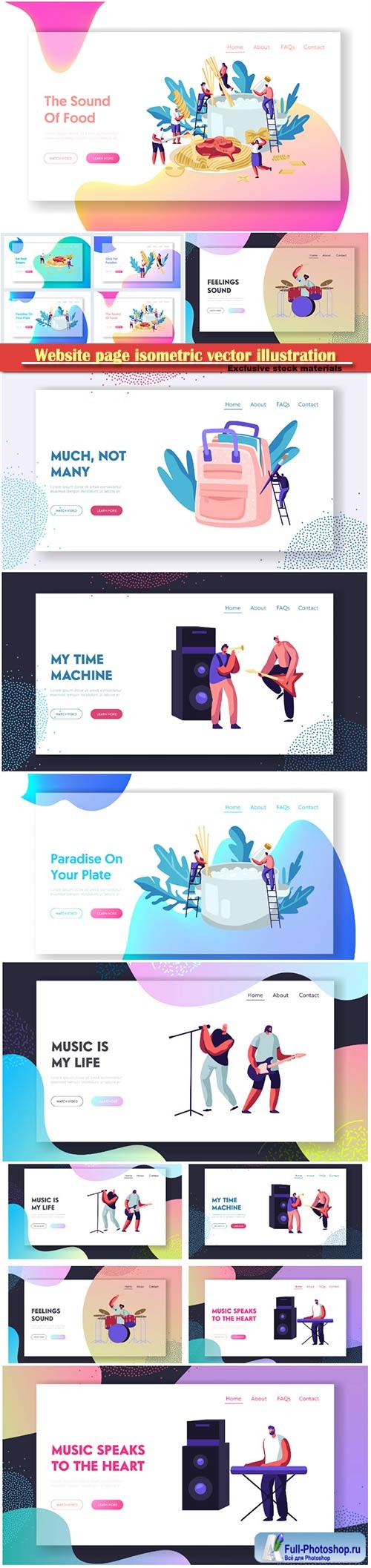 Website page isometric vector illustration, flat banner # 2