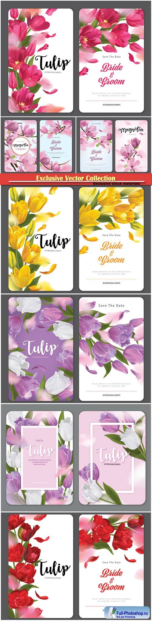 Vector elements set of flowers for wedding invitations card