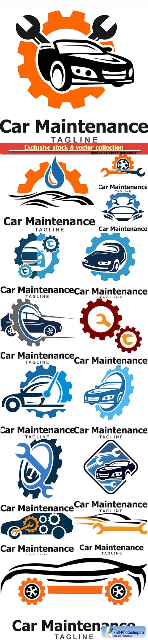 Car maintenance and repair vector logo