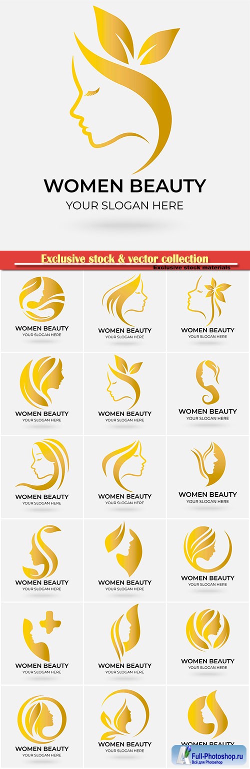 Beauty salon logo design set