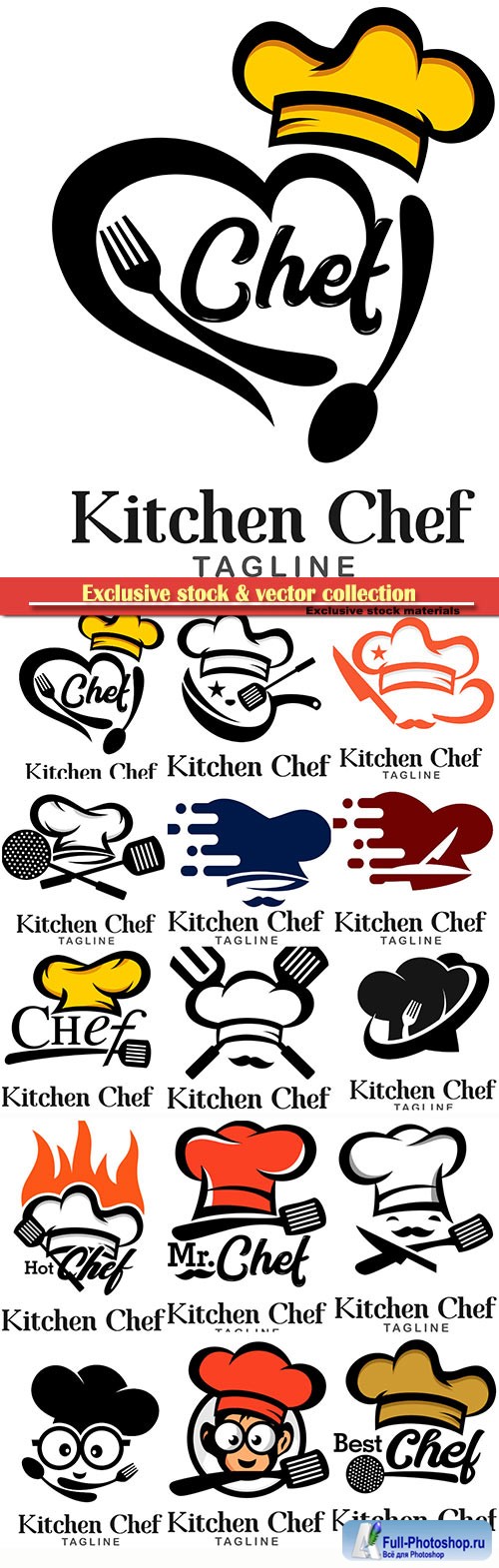 Kitchen chef logos in vector