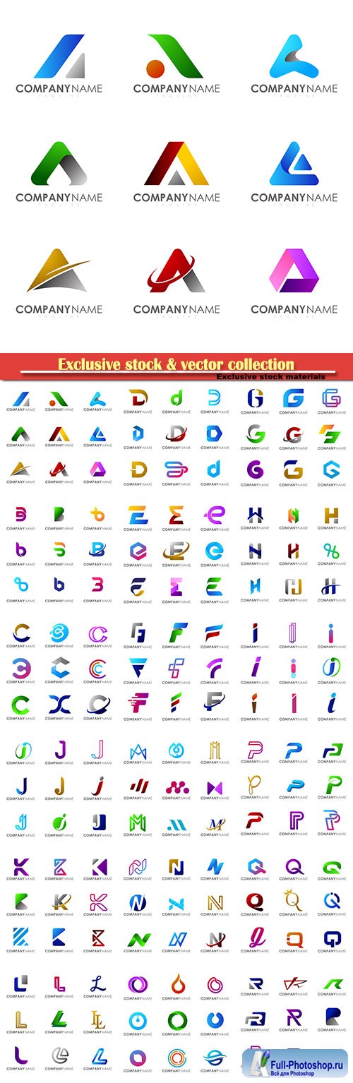 Set of modern alphabet logo design letter