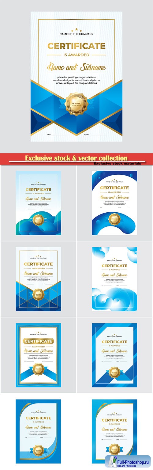 Certificate template and diploma vector illustration
